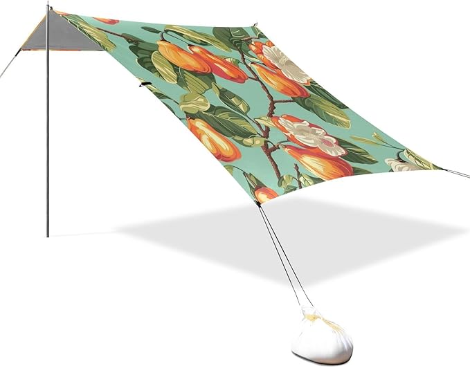 Beach Tent Sun Shelter Cashew Nuts on Tree Lightweight &amp Easy Setup Beach Shade Canopy for Camping Fishing