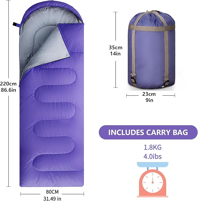 Sleeping Bags for Adults Teens &amp Kids - Use for 3-4 Seasons Warm &amp Cold Weather - LightweightWaterproof Use for Backpacking Hiking and Camping