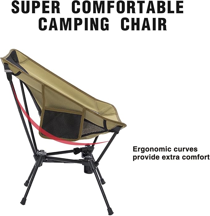 MOON LENCE Portable Camping Chair Lightweight Foldable Chair - The 4th Generation Portable Folding Chair - Compact Ultralight Folding Chairs for Hiking Mountaineering Beach