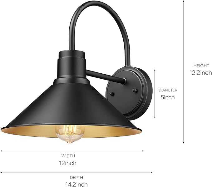 Exterior Barn Light Outdoor Wall Mount Light for House Front Porch Wall Lighting Fixture Farmhouse Outdoor Sconce Light (Black 3 Pack)