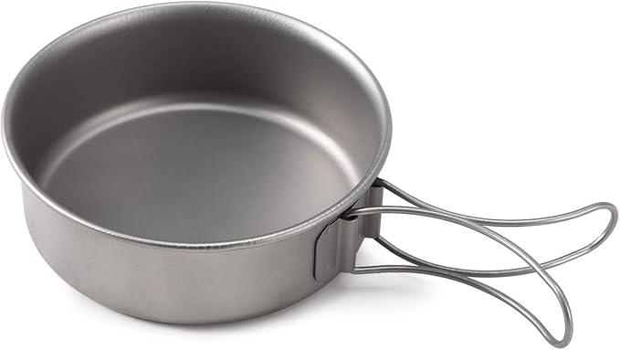 Titanium Bowls 3pcs Titanium Bowls Set Ultralight Titanium Dinner Bowl Pan with Foldable Handles for Outdoor Camping Hiking Picnic