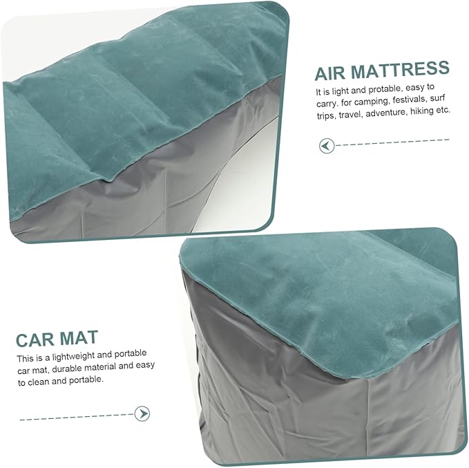 Happyyami Inflatable Car Air Bed Mattress Portable Travel Camping SUV Sedan Rear Seat Cushion Durable Lightweight Easy Clean Comfortable Rest Random Color