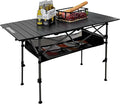 KINGROCK Camping Table Foldable Height Adjustable Aluminum Roll Up Table with Easy Carry Bag for Outdoor Camping Backyard BBQ Beach and Picnic (Black)