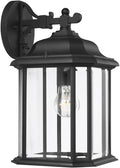 Sea Gull Lighting 84031-12 Kent One-Light Outdoor Wall Lantern with Clear Beveled Glass Panels Black Finish