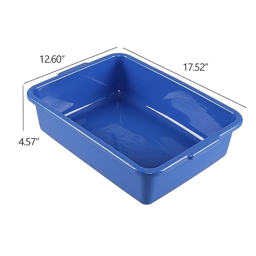 Commercial Products Standard Bus/Utility Box 4.6 Deep Kitchen Bus Tubs 4 Durable Blue Plastic Wash Basin/Dish Washing Tub for Restaurants or Catering Services