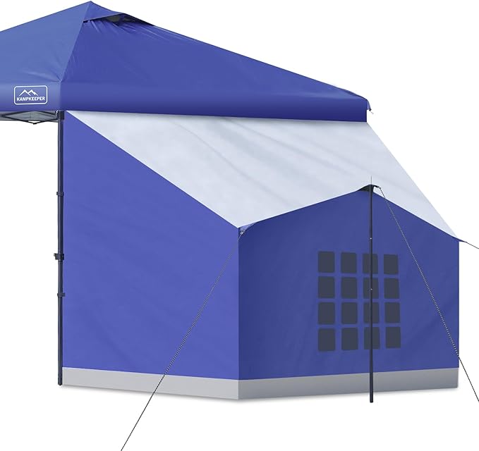 KAMPKEEPER Side TentCamping Tent for 10' x 10' Pop Up Canopy Easy Set Up GazeboCompatible with 10' Wide Canopy Tents（Blue）