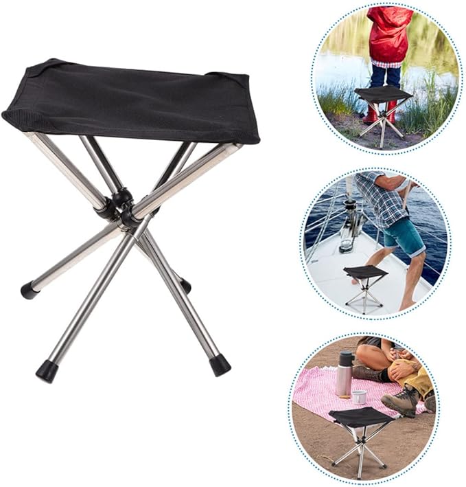 Happyyami 1set Portable Folding Stool Lightweight Outdoor Camping Chair Compact Space-Saving Design for Fishing Picnics and to Carry for Outdoor Activities
