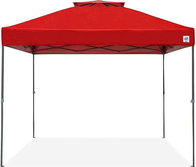 E-Z UP Patriot ONE-UP Technology Vented Shelter 10' x 10' Red Top Grey Frame