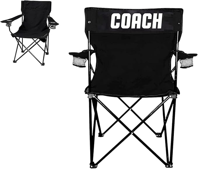 VictoryStore Outdoor Camping Chair - Coach - Team Gift - Sports Themed Camping Chair with Carry B