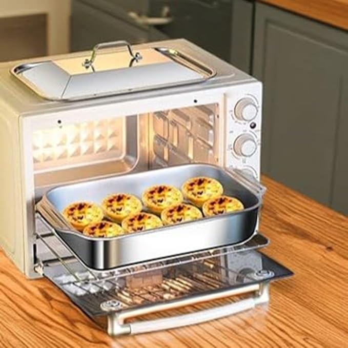 18x11 Inch Commercial Stainless Steel Pan with Lid and Cool Touch Handles Suitable for Lasagna Casseroles Sheet Pan Dinners and Bread Proofing