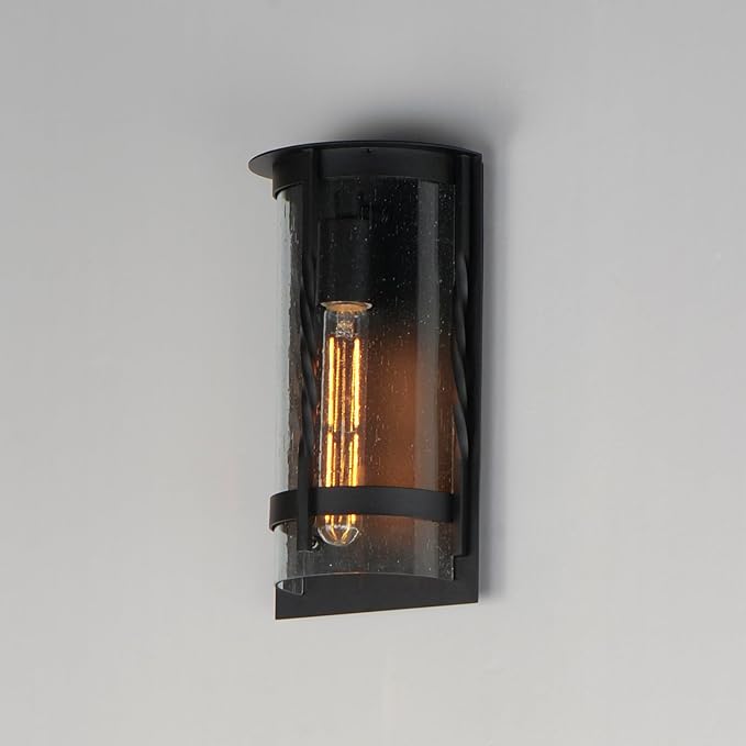 Maxim Lighting 30191CDBK I Foundry Collection 12 Inch One Light Outdoor Wall Sconce I Black Finish I Modern Contemporary Light Fixture I Adjustable Height I