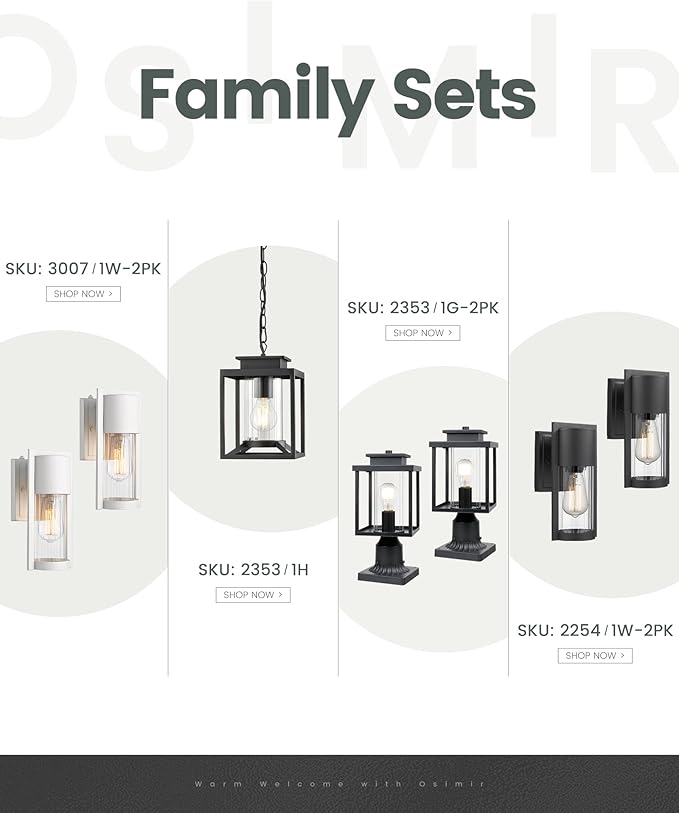 Outdoor Wall Lights 2 Pack Black Exterior Lighting Fixtures Outdoor Waterproof Wall Mount Lantern with Glass Modern Outside Wall Sconce for House Porch Garage Doorway 2254/1W-2PK