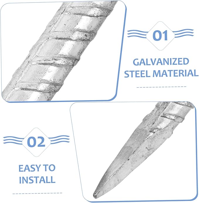 4Pcs Heavy Duty Steel Tent Stakes Galvanized Metal Camping Pegs for Tents Durable Outdoor Ground Nails for Camping Weddings and Various Outdoor Activities