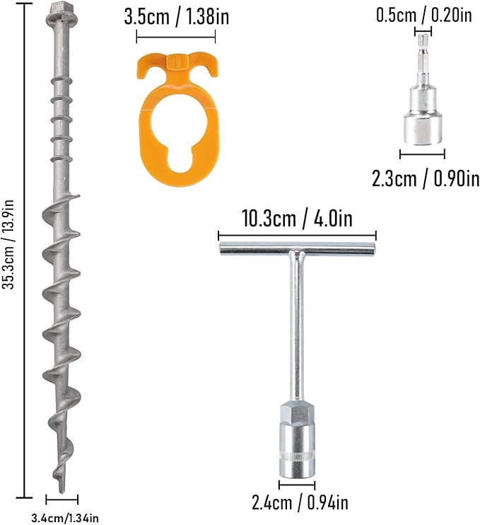 12 PCS Screw in Tent Stakes for Women Men - Ground Anchors for Sand Canopy Trampolines Camping Aluminium Heavy Duty Rust Prevention Pegs Drillable Lightweight Safe - Silvery 14 inch