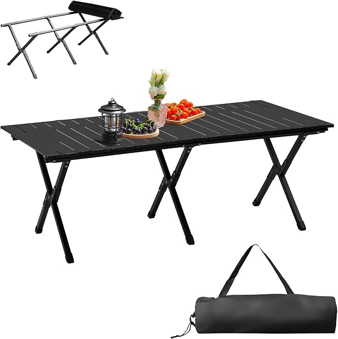 Outvita Beach Picnic Table Lightweight Roll Up Low Camping Table Portable Folding Table with Carrying Bag for Outdoor BBQ Sand Picnic Party Patio 46 Inches