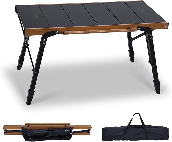 Folding IGT Camping Table with Carry Bag Portable Outdoor IGT Cook System Ultralight Height Adjustable Aluminum Camp Table for Outdoor Barbecue Cooking Travel Picnic