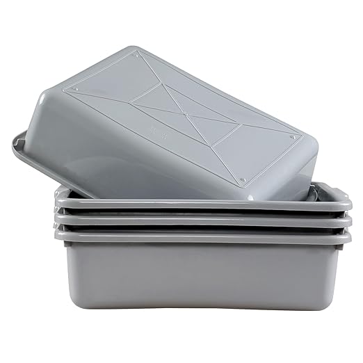 Yuright 4 Pack 13 L Commercial Bus Tubs Grey Small Restaurant Dish Tub Box