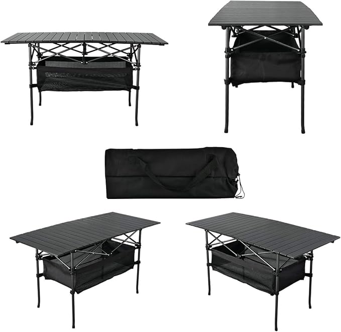 Lightweight Aluminum Folding Camping Table (47” x 21.65” x 26.7”) Portable Roll-Up Design for Outdoor Camping Beach BBQ Patio and Picnic Durable &amp Waterproof with Carrying Bag