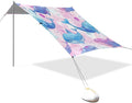 Pink and Blue Whales Beach Tent Sun Shelter 9.2' x 10.5' Beach Canopy with 4 Sandbags 4 Stability Poles Sand Shovels - Tent Canopy for Beach Camping Fishing Picnics