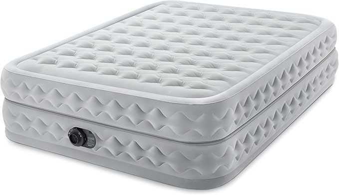 Intex 64489ED Dura Beam Supreme Air Flow Inflatable Velvetaire Soft Airbed Mattress w/Built in Pump &amp Portable Storage Case Queen