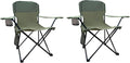 Folding Camping Chair with Cup Holder and Cooler Bag Portable Outdoor Chair for Camping Fishing Beach Picnic Heavy Duty Steel Frame Carry Bag Included Supports 225LBS Green 2 Pack