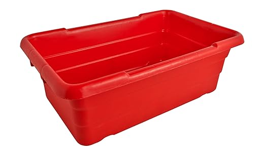 WHPL-8RD-RC Lug Red Regular Bus Box with Handles 16″ W x 25″ L x 8″ H 31 lbs for Commercial Use Polyethylene