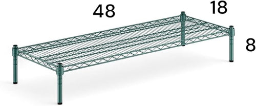 18 x 48 Green Wire Dunnage Shelf 8 Height – Heavy-Duty Steel Storage Platform Rust-Resistant NSF Certified Easy to Clean for Walk-in Coolers Freezers Restaurants Warehouses
