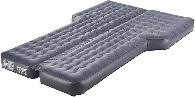 VEVOR Car Air Mattress Inflatable Car Camping Mattress Oxford Thickened Travel Beds Comfortable and Durable Portable Sleeping Pad with Air Pump Nozzle Carry Bag Fits Most SUV MPV Sedan Gray