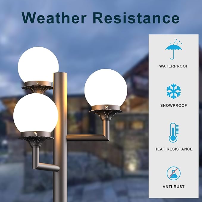Lightdot 79 Modern Stable Outdoor Lamp Post Light 3-Head Aluminum Pole Lamp with 3000K LED Bulbs Included IP65 Waterproof Heavy-Duty Hardwired Post Light Fixtures for Garden/Yard/Driveway-Brown