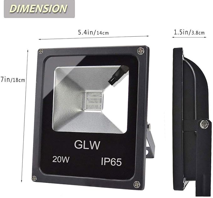 20W RGB LED Flood Lights Color Changing Floodlight with Remote Control Waterproof Outdoor Landscape Lighting16 Colors 4 Mode Dimmable Wall Washer Light for GardenYard (2 Pack)