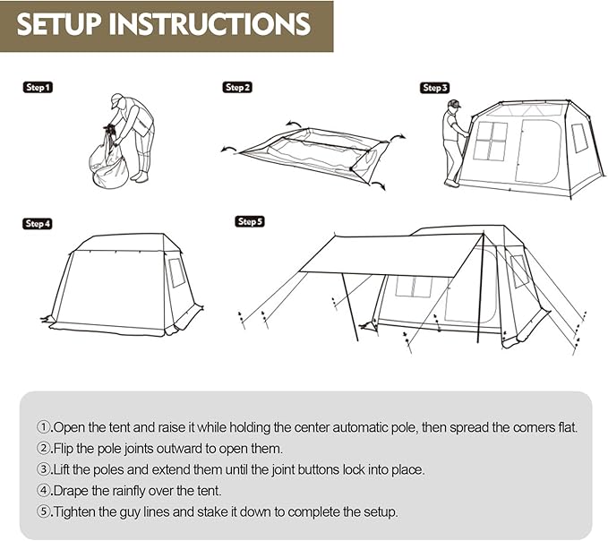 Jupiter 5 6 13 Outdoor Camping Tent for 4 6 8 People Fully Automatic Quick Opening Canopy for Outdoor Picnic Park &amp Family Use Silver Coated Sunscreen &amp Waterproof