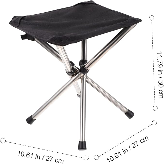 Kisangel 1pc Folding Chair Portable Outdoor Fishing Stool Stainless Steel Camping Seat for Hiking Activities Compact and Lightweight Design