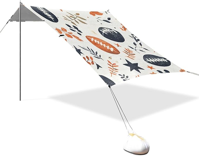 Rugby Tile Leaves Pattern Camping Sun Shelter Beach Tent Portable Beach Sun Shade Outdoor Canopy for Camping Trips Fishing Picnic