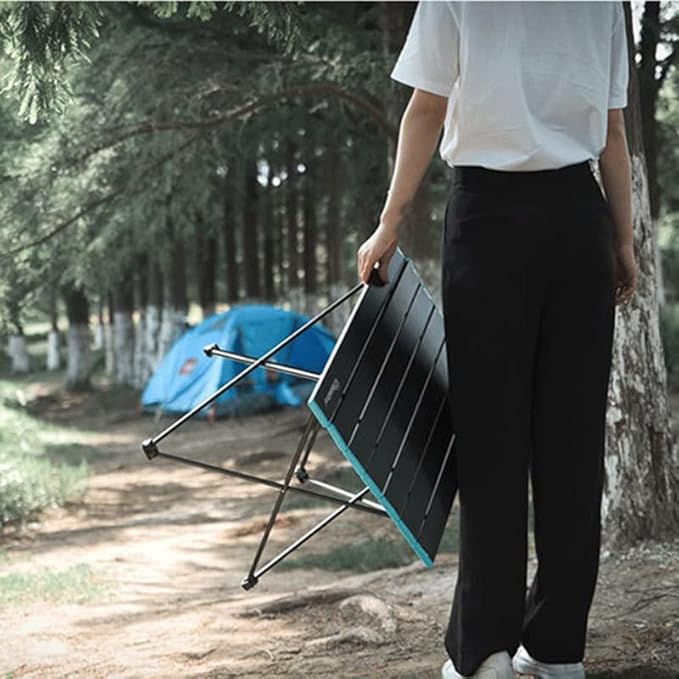 High Strength Aluminum Alloy Portable Light Folding Camping Table Foldable Outdoor Dining Table (D 34.7cm*39.5cm)