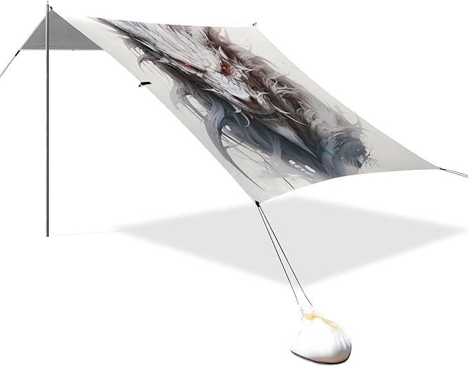 Line Dragon Beach Tent Sun Shelter 9.2' x 10.5' Beach Canopy with 4 Sandbags 4 Stability Poles Sand Shovels - Tent Canopy for Beach Camping Fishing Picnics