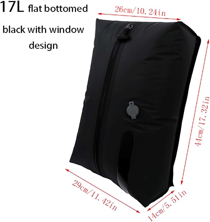 Vacuum compression bag travel storage bag portable clothing compression packaging bag waterproof and moisture-proof luggage organizer bag (Black windowed 17L+air pump+color box)