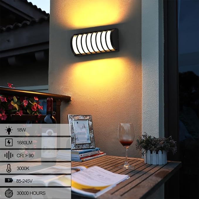Sytmhoe Modern Outdoor Wall Lights 2Packs 3000k Warm White LED Exterior Light FixturesWall Mounted LampsMatte Black Porch&ampPatio LightIP65 Waterproof for Hallway Stairs Gardens(2packs)