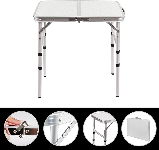 RedSwing 2ft Folding Camping TableSmall Portable Pinic Table Adjustable Height Lightweight Aluminum Camping Table for Outdoor Indoor Hiking Camp