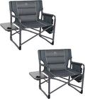 TIMBER RIDGE XXL Upgraded Oversized Directors Chairs with Foldable Side Table Detachable Side Pocket Heavy Duty Folding Camping Chair up to 600 Lbs Weight Capacity (Grey) Ideal Gift 2 Pack