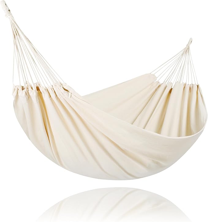 SUNCREAT Camping 2 Person Canvas Hammock Double Travel Hammock 475 lbs Capacity Natural