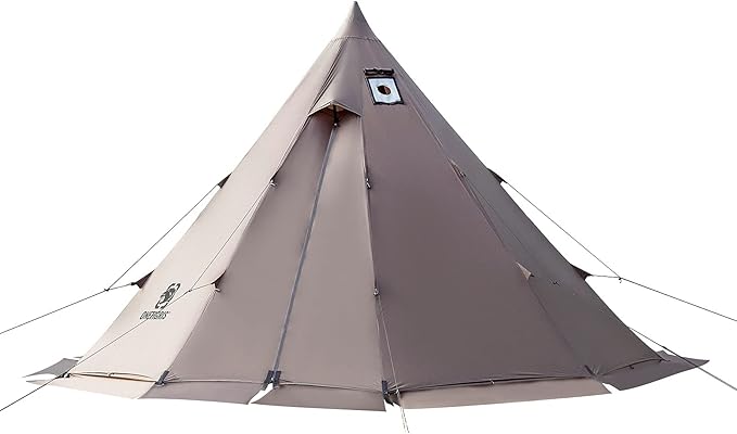 OneTigris Rock Fortress Hot Tent with Stove Jack 4 Season 4-6 Person Tipi for Camping Backpacking Hunting Fishing - Waterproof Wind-Proof