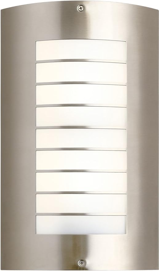 Kichler Newport 15.25 1 Light Outdoor Wall Light with White Acrylic Diffuser in Brushed Nickel