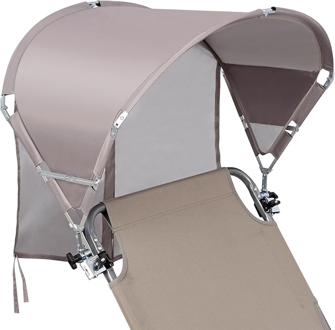 Universal Chair Umbrella Canopy UPF 50+ Chair Sun Shade Attachment with Adjustable Clamp Fits Most Brands’ Beach Camping Lawn Wheelchair Tanning Zero Gravity Lounge Fishing Chairs Patented