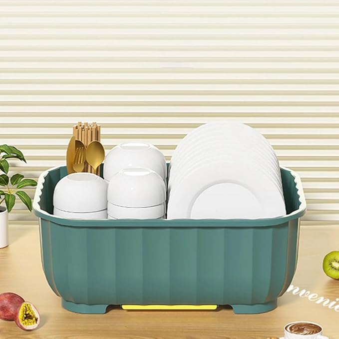 Green Kitchen Drain Cabinet With Lid Bowl Box For Storing Dishes