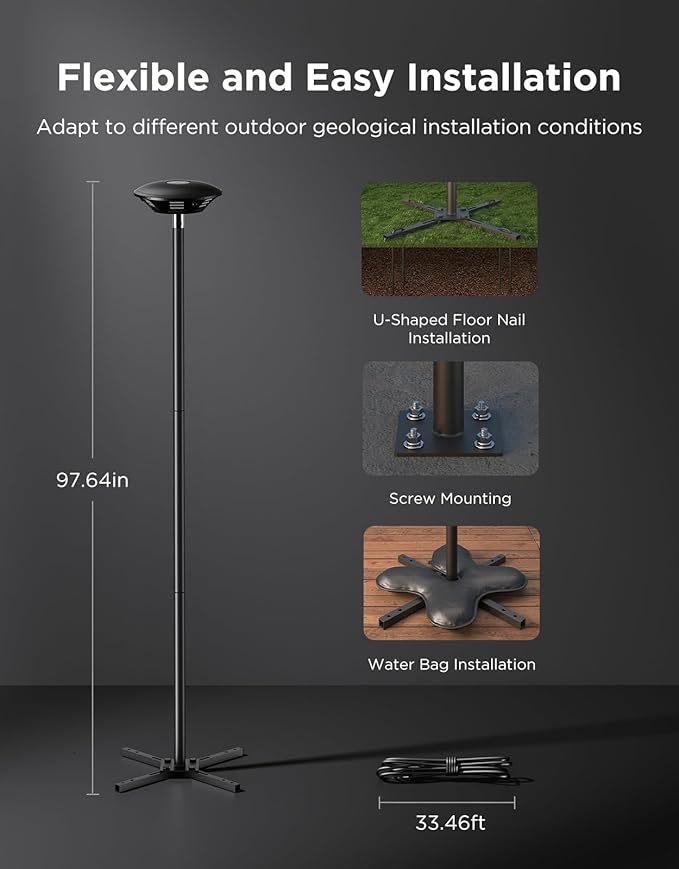 Govee Outdoor Lamp Post Lights 2000LM High White Brightness with 6 Zones RGBIC Lighting Effect for Halloween Decor Double Sensor Integrated IP66 Waterproof Work with Alexa Google Assistant