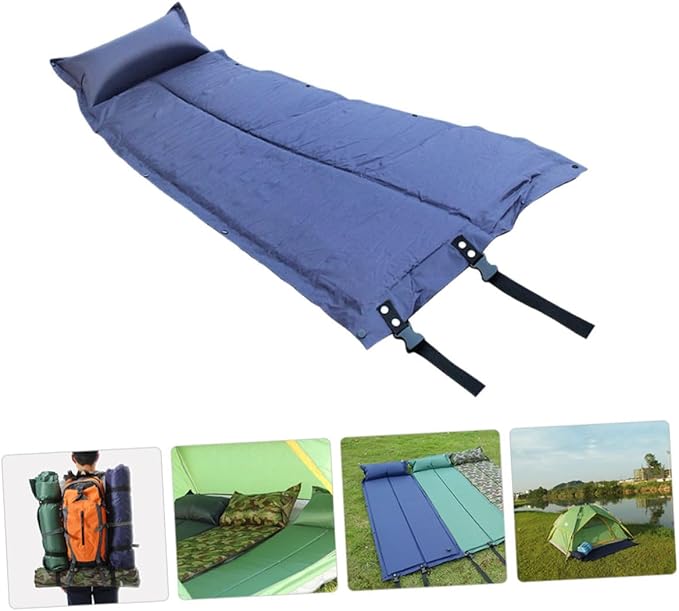 ERINGOGO Inflatable Camping Mat with Pillow Portable Wear Resistant Sleeping Pad for Hiking and Outdoor Activities Convenient Single Camping Mattress Durable Design for Tents and Travel