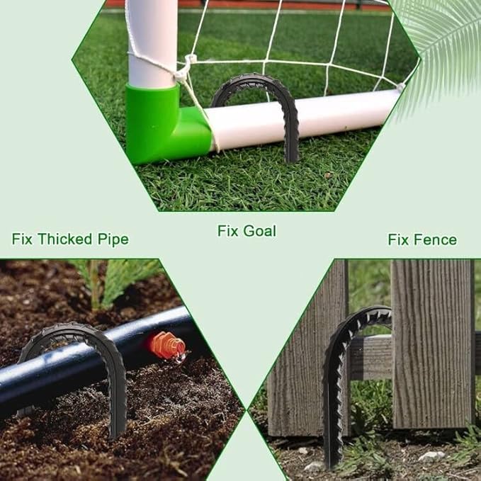 FEED GARDEN 12 Inch 16 Pack Rebar Stakes Heavy Duty J Hook Galvanized Ground Stakes Tent Stakes Steel Ground Anchors Chain Link Fence Stakes Trampoline Stakes Black