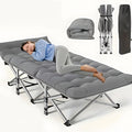 600LBS Extra-Large Folding Outdoor Camping Bed with Mattress Portable Folding Guest Bed Heavy-Duty Sleeping bedwith Storage Bag Suitable for Travel and Leisure (Grey 600lbs)