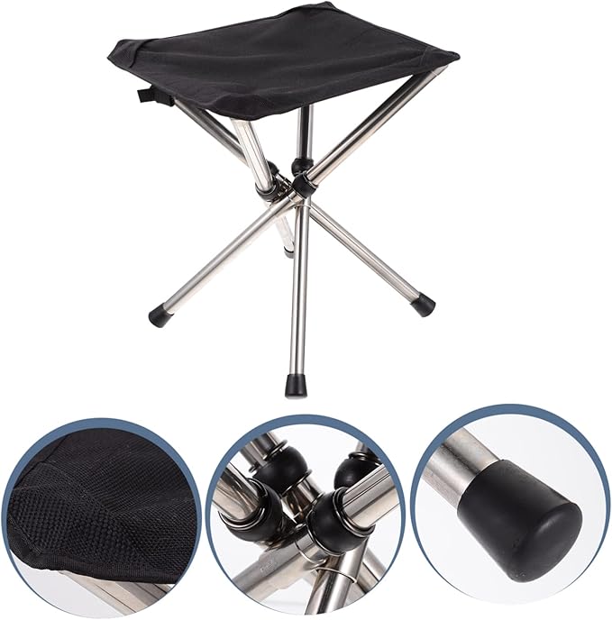 Kisangel 1pc Folding Chair Portable Outdoor Fishing Stool Stainless Steel Camping Seat for Hiking Activities Compact and Lightweight Design