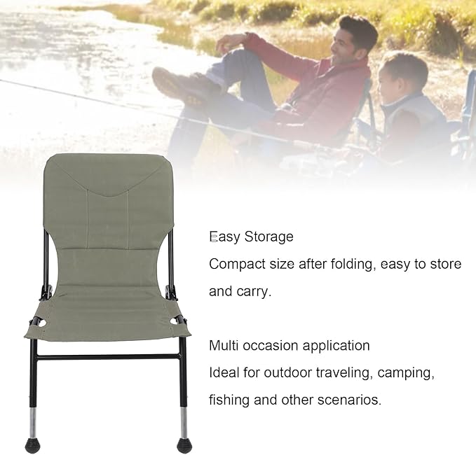 Robust Steel Tube Camping Folding Chair with Adjustable Legs and Anti Slip Ball Compact Oxford Cloth Portable Chair for Outdoor Fishing